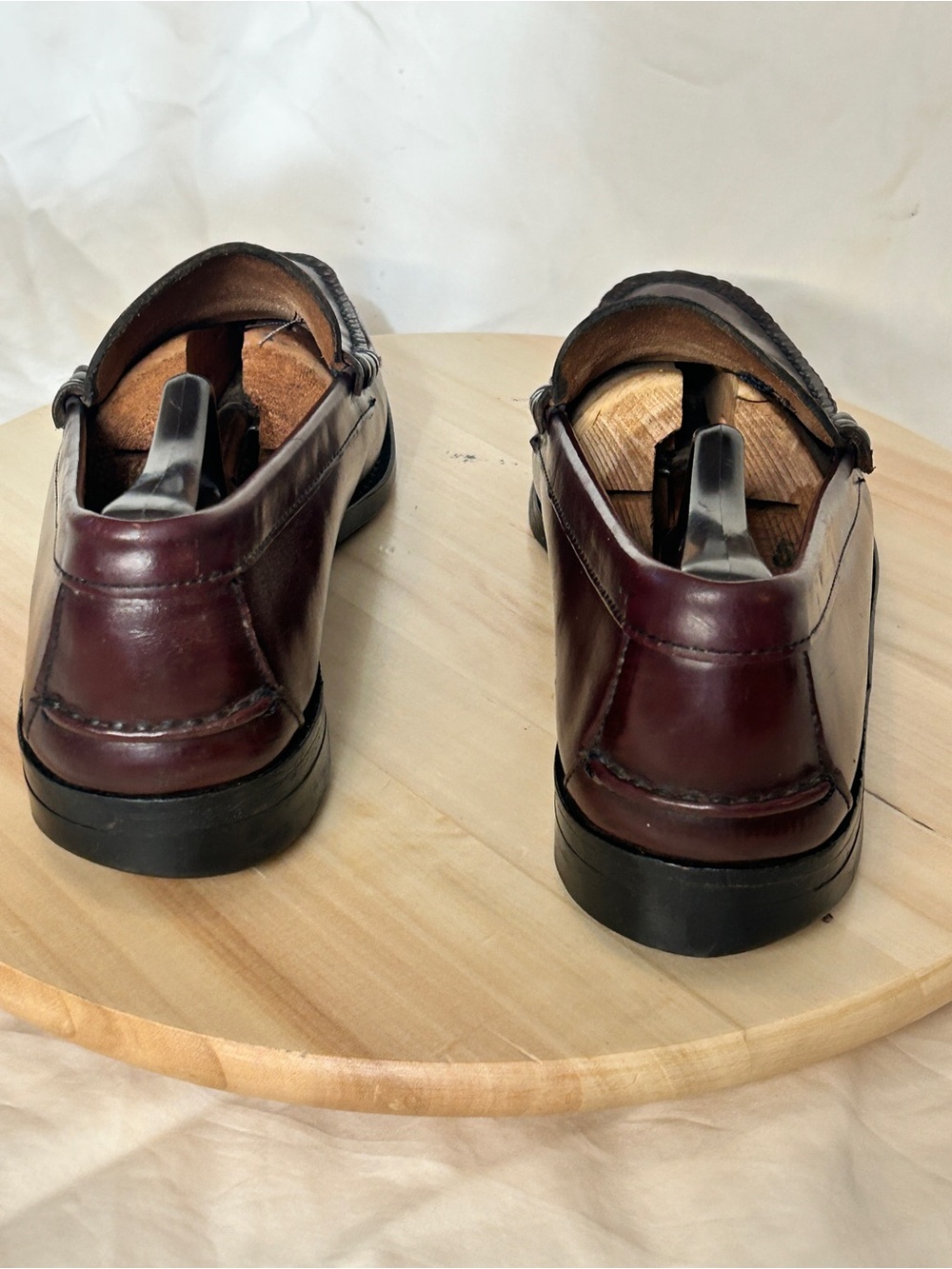 L.L.Bean Men’s Burgundy Leather Penny Loafer Slip-On Lined Almond Toe 10.5 D - Picture 4 of 8